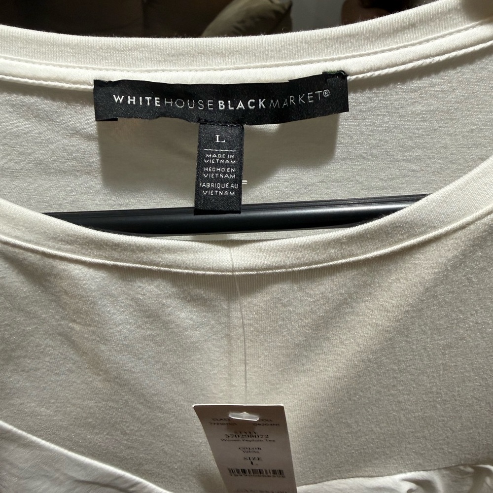 White House Black Market Ruffled  Short-Sleeve Scoop Neck Top